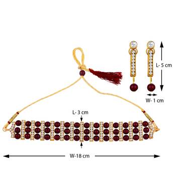 Gold Plated Traditional Adjustable  Choker Set Jewellery For Women Girls 3