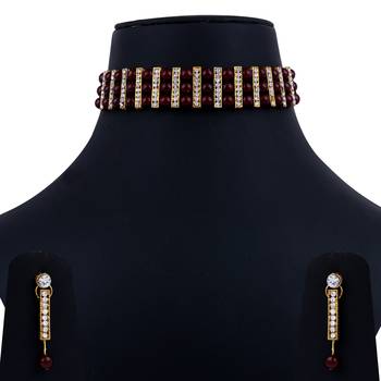 Gold Plated Traditional Adjustable  Choker Set Jewellery For Women Girls 4