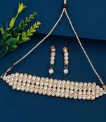 Gold Plated White Diamond  Adjustable Choker Set Jewellery For Women Girls