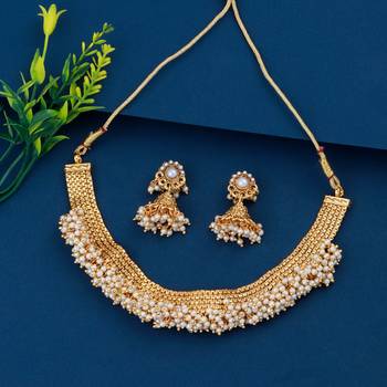 Gold Plated Traditional Adjustable Choker Set Jewellery For Women Girls 1