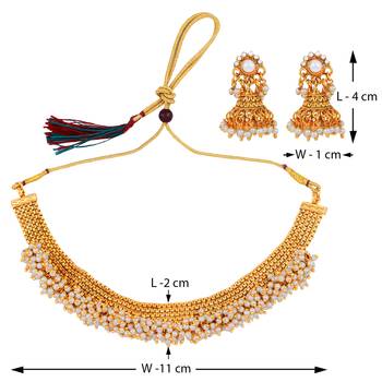 Gold Plated Traditional Adjustable Choker Set Jewellery For Women Girls 3