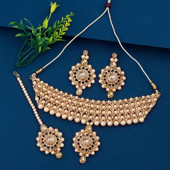Gold Plated Traditiona Golden  Color Diamond  Choker Set Wedding  Jewellery For Women Girls 1