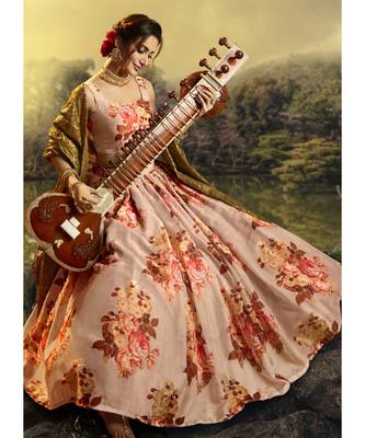 Peach Multicoloured Floral Printed Lehenga Choli 3
