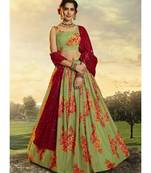 Green And Red Floral Printed Lehenga Choli