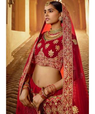 Bridal Red Multi Embroidered Wedding Lehenga Choli 3