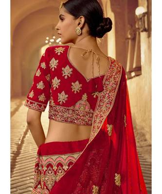 Bridal Red Multi Embroidered Wedding Lehenga Choli 4
