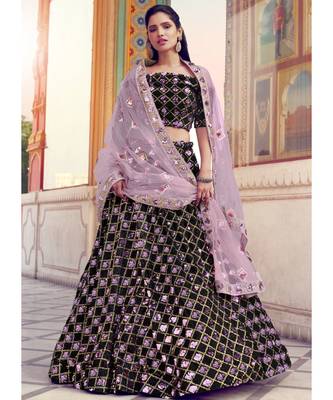 Black And Pink Sequence Embroidered Lehenga Choli 1