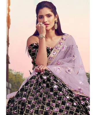 Black And Pink Sequence Embroidered Lehenga Choli 2