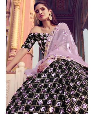 Black And Pink Sequence Embroidered Lehenga Choli 3