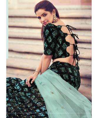 Black And Turquoise Sequence Embroidered Lehenga Choli 3