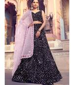 Black And Purple Sequence Embroidered Lehenga Choli