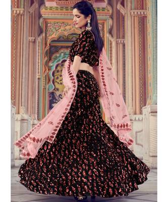 Black And Red Sequence Embroidered Lehenga Choli 1