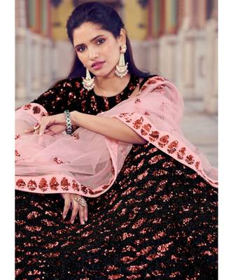 Black And Red Sequence Embroidered Lehenga Choli 2