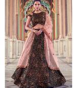 Black And Peach Sequence Embroidered Lehenga Choli