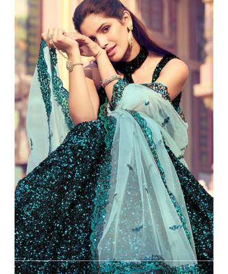 Black And Blue Sequence Embroidered Lehenga Choli 2