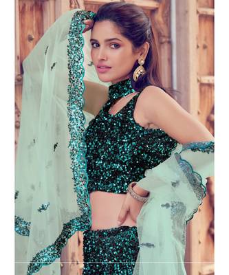 Black And Blue Sequence Embroidered Lehenga Choli 3