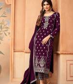  Rahi FashionDesigner Purple Faux Georgette with Embroidery Work sharara Suit