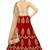 Red embroidered velvet semi stitched lehenga