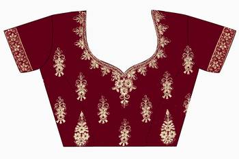 Maroon embroidered velvet semi stitched lehenga 4