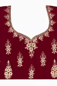 Maroon embroidered velvet semi stitched lehenga
