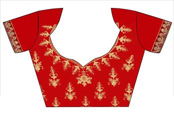 Red embroidered velvet semi stitched lehenga 4