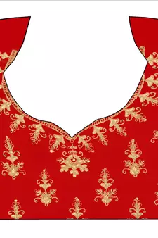 Red embroidered velvet semi stitched lehenga