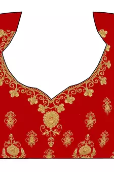 Red embroidered velvet semi stitched lehenga
