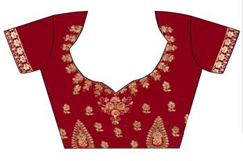Maroon embroidered velvet semi stitched lehenga 4