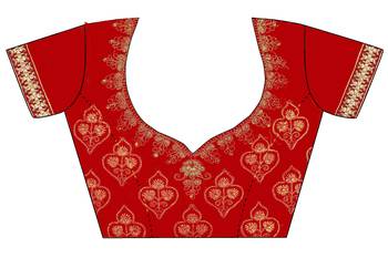 Red embroidered velvet semi stitched lehenga 4