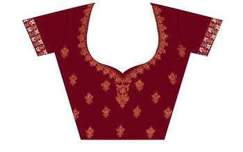 Maroon embroidered velvet semi stitched lehenga 4
