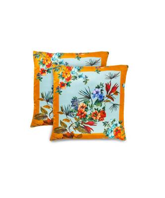 Floral Printed Recycle Polyester decorative   Piece Pillow Cushion Cover Golden-Green Color 1
