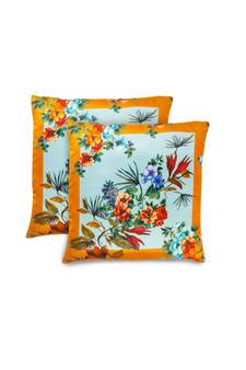 Floral Printed Recycle Polyester decorative   Piece Pillow Cushion Cover Golden-Green Color