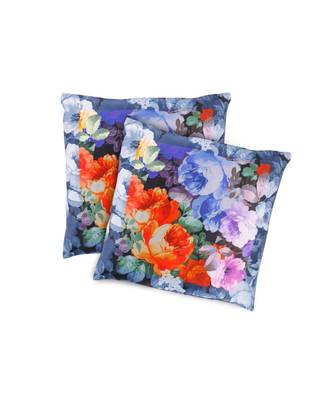 Floral Printed Recycle Polyester decorative   Piece Pillow Cushion Cover Blue Color 1