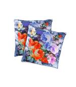 Floral Printed Recycle Polyester decorative   Piece Pillow Cushion Cover Blue Color