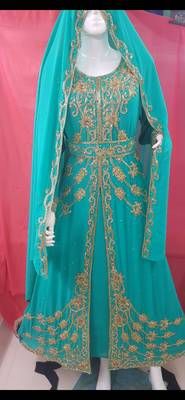 C Green Hand Embroidered Kaftan 1