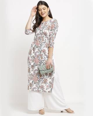 White printed cotton ethnic-kurtis 3
