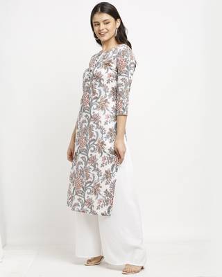 White printed cotton ethnic-kurtis 4