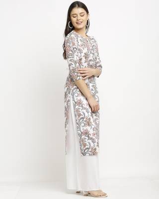 White printed cotton ethnic-kurtis 5