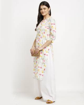 White printed cotton ethnic-kurtis 4