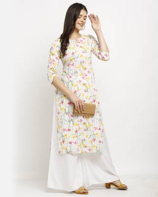 White printed cotton ethnic-kurtis 5