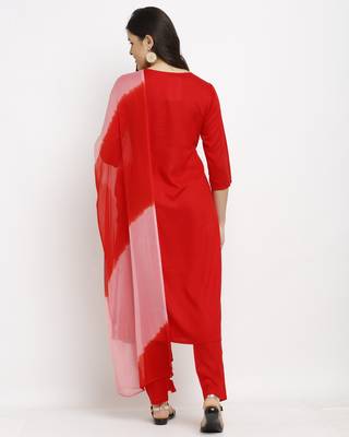 Red printed linen ethnic-kurtis 2