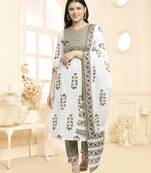 White printed cotton ethnic-kurtis