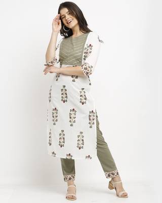 White printed cotton ethnic-kurtis 3