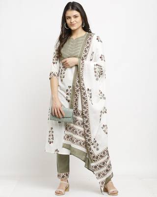 White printed cotton ethnic-kurtis 5