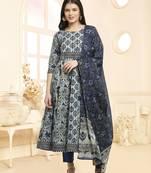 Blue printed cotton ethnic-kurtis