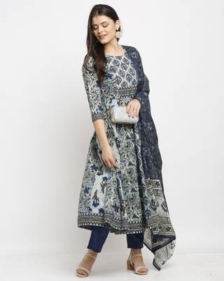 Blue printed cotton ethnic-kurtis 3