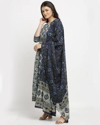 Blue printed cotton ethnic-kurtis 4