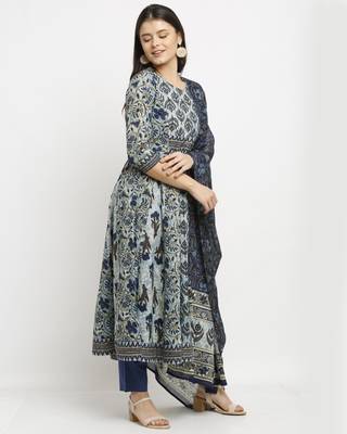 Blue printed cotton ethnic-kurtis 5