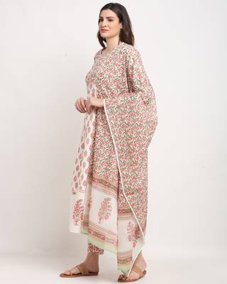 White printed cotton ethnic-kurtis 4