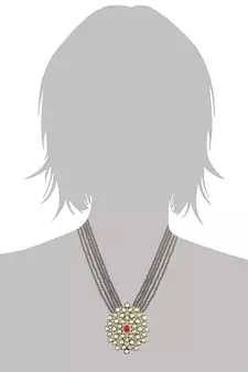 Grey beaded jewellery Yellow Gold Alloy   Necklacewith   Pair of Earrings